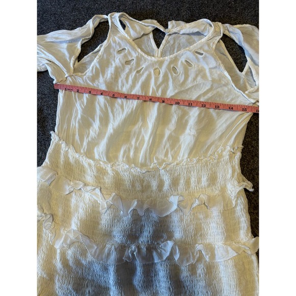 IRO Jedway‎ Bell-Sleeve Smocked Tiered Dress, Ecru Size 38 - Picture 4 of 10